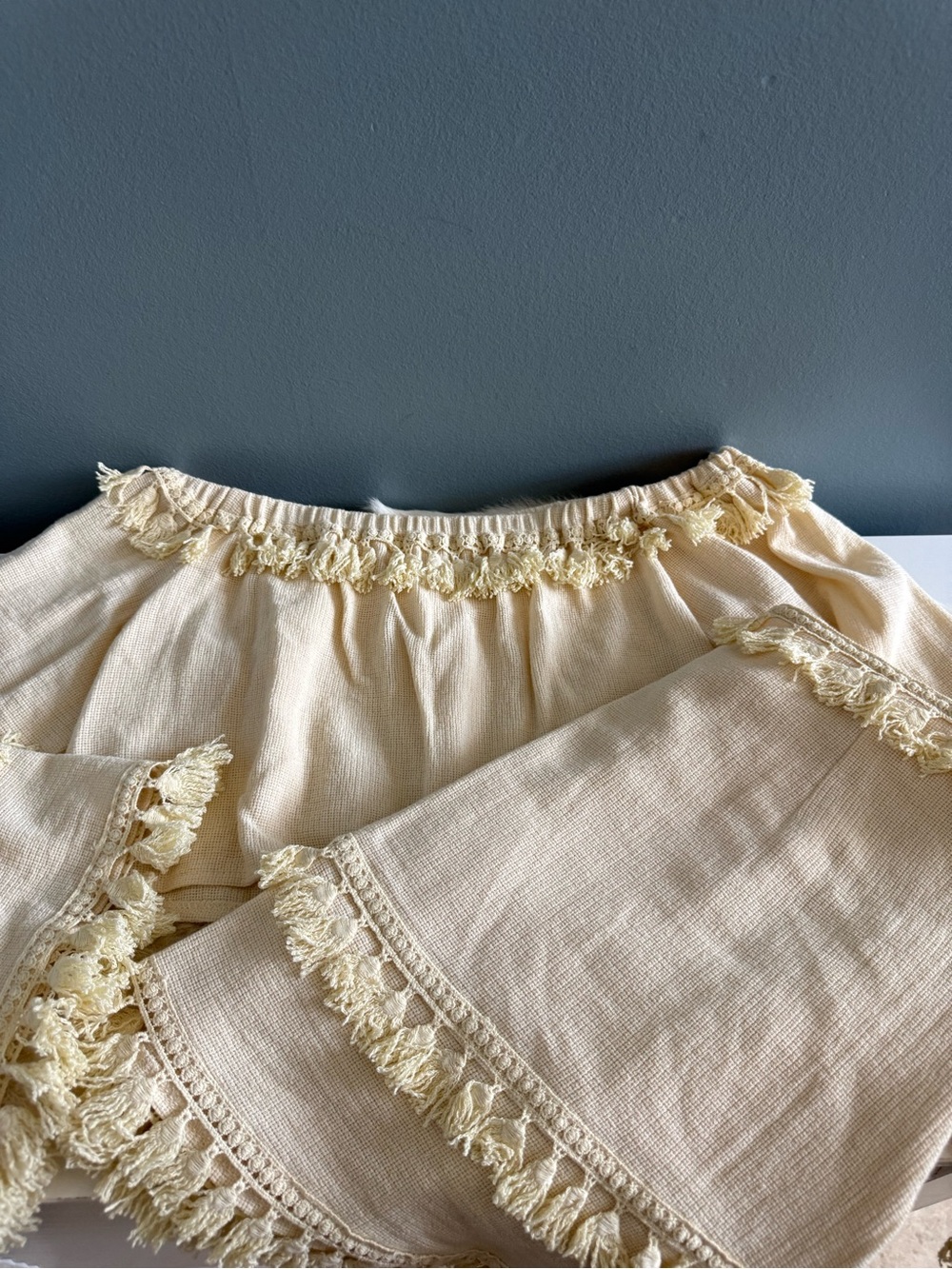 Skylar & Madison Beige Bell Tassel Sleeve Top & Skirt Set
